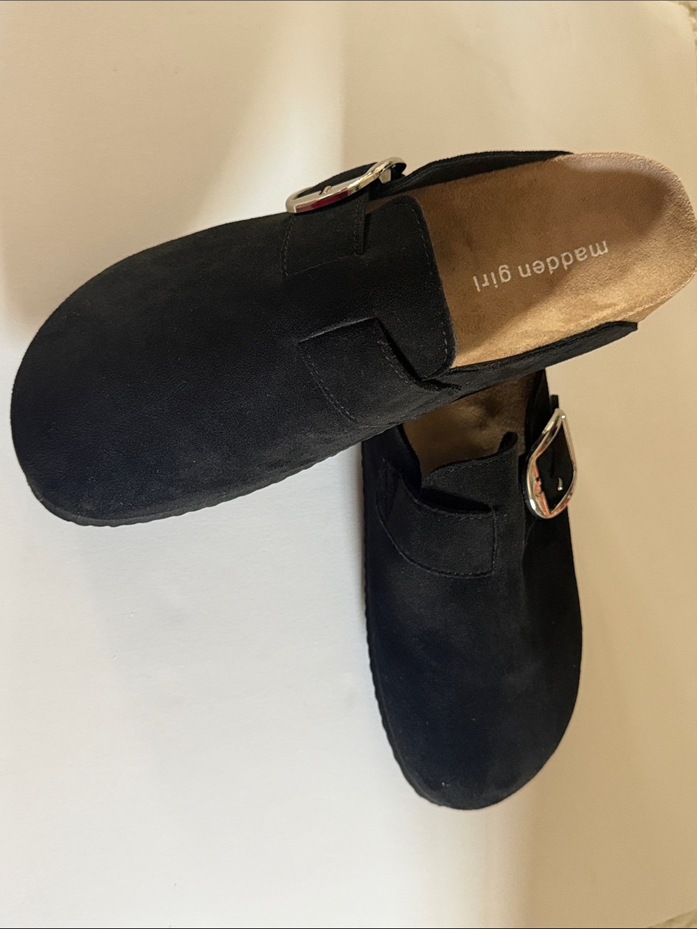 Madden Girl Black Suede Slip-On Buckle Clog